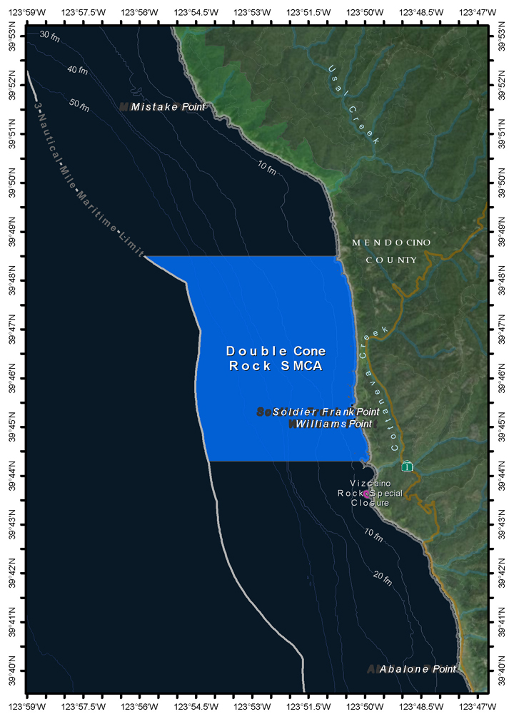 Map of Double Cone Rock State Marine Conservation Area - click to enlarge in new tab